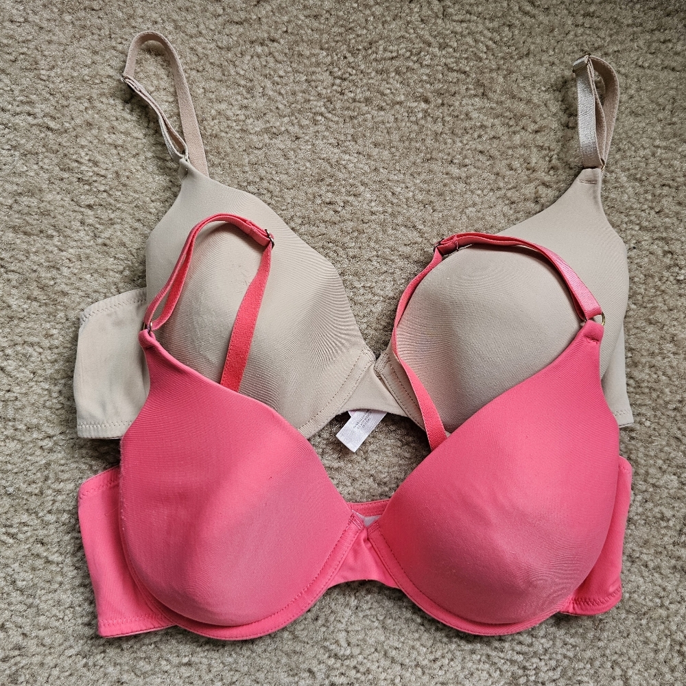 Vintage y2k Victorias Secret demi bras pink nude tan underwire lightly lined 36C